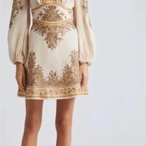 Zimmermann Cream and Gold Long Sleeve Dress